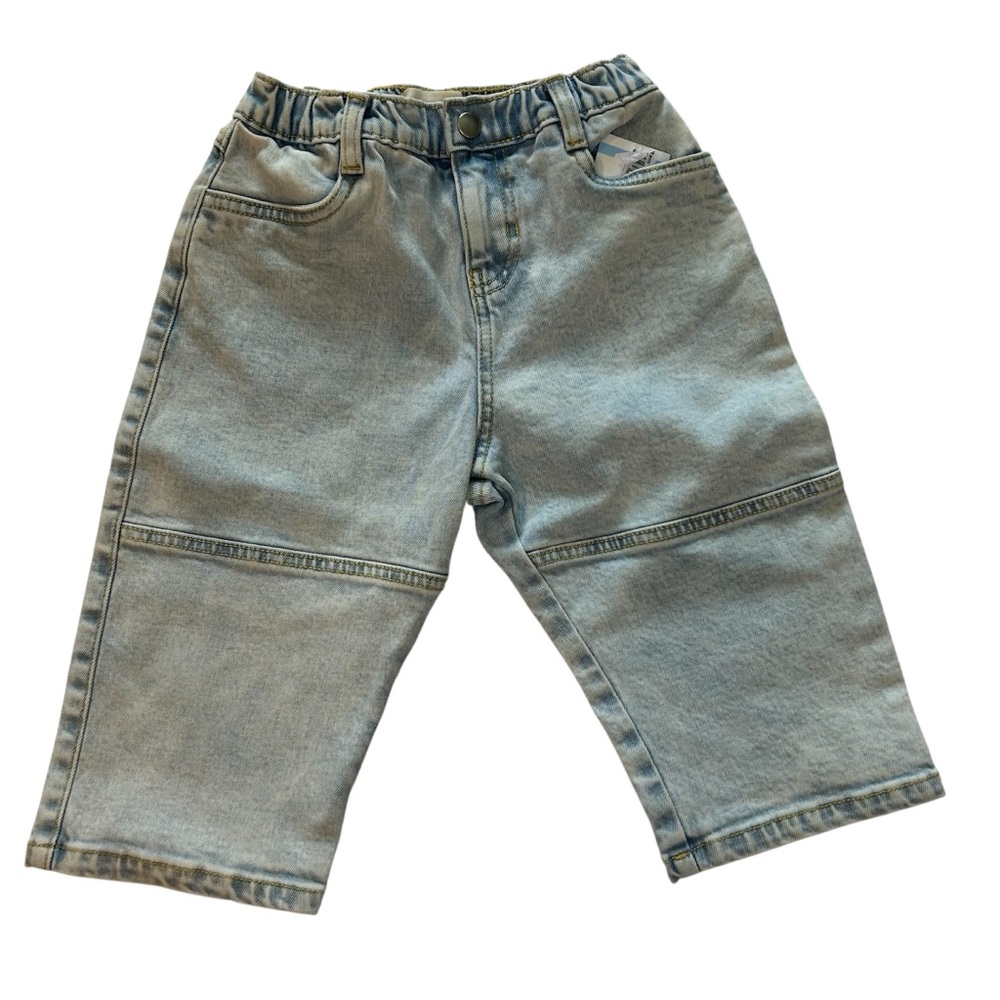 Open Edit Wide Leg Girls Light Wash Jeans Size 3 Elastic Waist NWOT